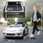 Macchina Elettrica per Bambini 3-5 con canzoni e USB/MP3, Auto Licenza Ufficiale RUF GT con Telecomando, 3-5 km/h Bianco | Aosom Italy - immagine 3