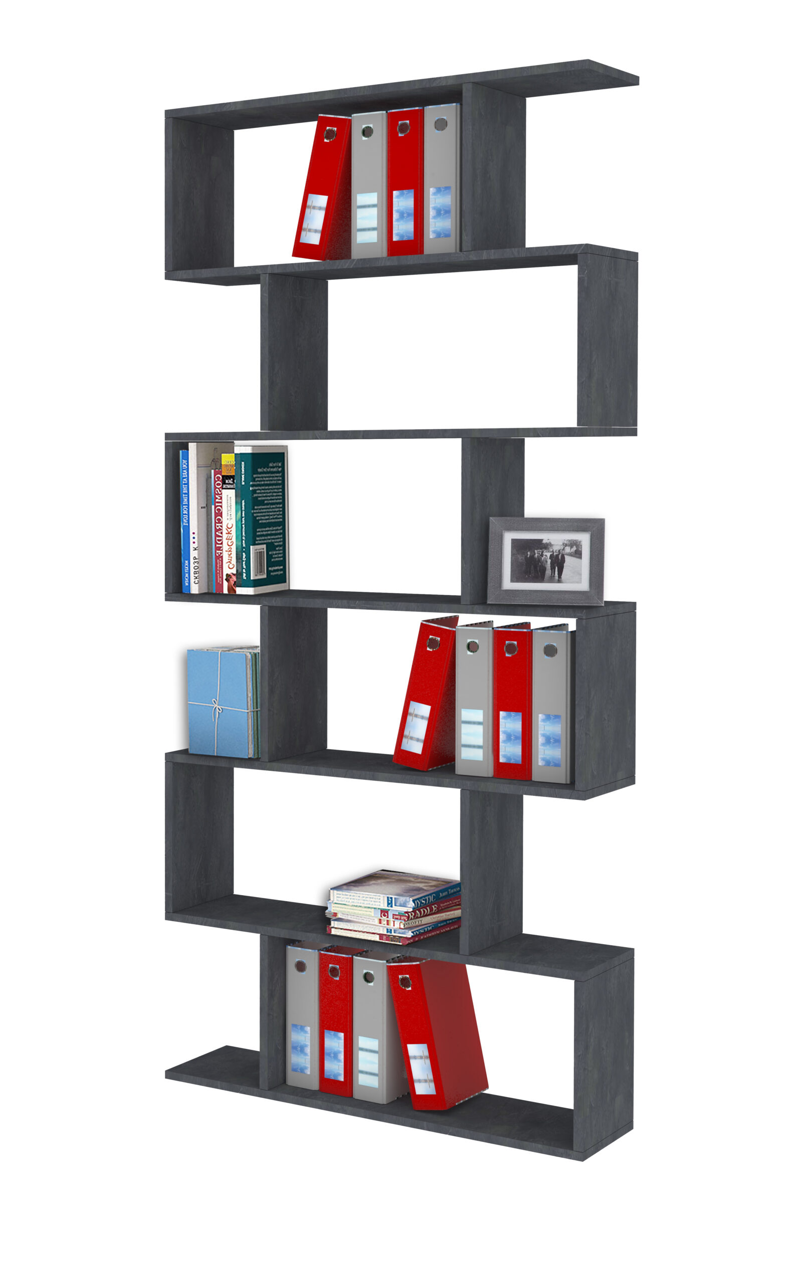 51210316_CALLI_AMB.jpg Libreria verticale CALLI Bianco laccato lucido / Ardesia - immagine 1