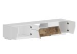 Porta tv ALIEN 220 cm Bianco laccato lucido / Acero Pereira - immagine 4