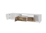 Porta tv ALIEN 220 cm Bianco laccato lucido / Acero Pereira - immagine 5