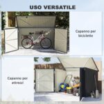 Copribidoni in Acciaio per 3 Cassonetti da 240L con 2 Porte e Coperchio, 233x105x118,5/133 cm, Grigio Scuro - immagine 4