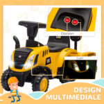 Camion Giocattolo per Bambini 12-36 Mesi con Pala e Rimorchio, in PP e Metallo, 91x29x44 cm, Giallo - immagine 6