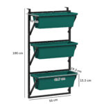 Fioriera da Esterno Verticale e 3 Vasi per Piante in Plastica con Fori di Drenaggio, 56x42x1 cm, Verde - immagine 3