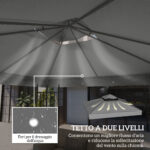 Copertura per Gazebo da Giardino 3x3m UPF30+ a 2 Livelli in Poliestere Grigio Scuro - immagine 4