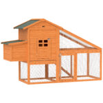 Pollaio da Giardino per 1-2 Galline con Area per Cova, Casetta e Spazio Aperto, in Legno e Metallo, 179x67x115 cm