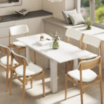 Tavolo Allungabile da Pranzo per 6-8 Persone, 140-180 x 80 cm, Bianco - immagine 8