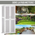 Casetta Porta Attrezzi in Legno di Abete a 3 Livelli con Tetto in Bitume, 77x58x175 cm, Grigio - immagine 7