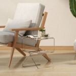 Tavolino Basso Geometrico a 2 Livelli  in Acrilico con Gambe Triangolari, 40x30x45 cm, Trasparente - immagine 7
