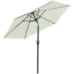 Ombrellone da Giardino Inclinabile 2,3x2,2m con Manovella, Palo in Metallo e 6 Stecche, Crema