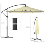 Ombrellone da Giardino 3x2,5 m a Braccio Inclinabile con Manovella, Beige - immagine 3