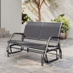 Panchina a Dondolo 2 Posti da Giardino in Metallo e Tessuto a Rete, 120x70x85 cm, Grigio - immagine 3