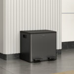Bidone Immondizia a 2 Sezioni da 15L con Chiusura Silenziosa, in Acciaio Inox e PP, 41,7x36,6x43,2 cm, Nero - immagine 2