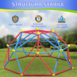 Cupola per Arrampicata Bambini 3-8 Anni, Struttura in Metallo per 4 Bimbi, Ø183x90cm, Multicolore - immagine 5