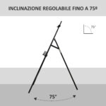 Cavalletto Pittura, 135 cm Cavalletto Treppiede per Dipingere su Tela, Cavalletto in Legno di Pino Regolabile, Portatile e Pieghevole con Pennello per Studio, Artisti e Pittori, Nero - immagine 5