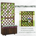 Fioriera da Esterno con Grigliato per Rampicanti e Vaso, in Legno di Abete, 72,5x31,5x149,5 cm - immagine 4