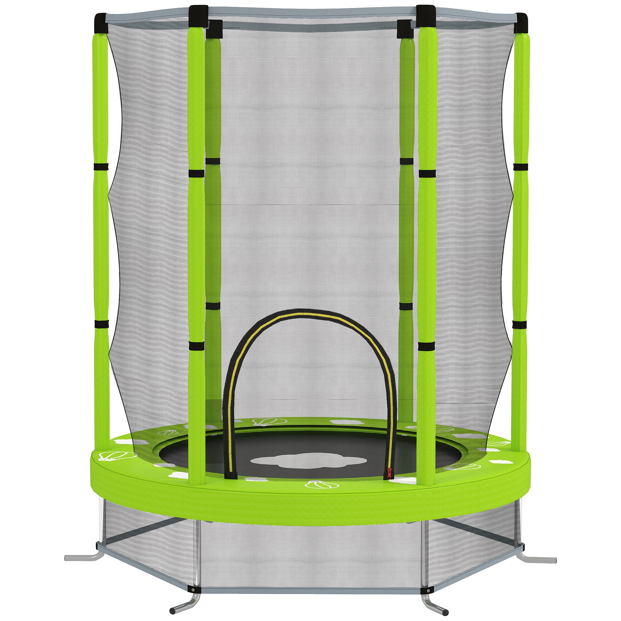 5yCa1a19bb2d83084.jpg Trampolino Elastico per Bambini Ø140 cm con Rete di Sicurezza e Disegni, Età 3-6 Anni, Verde - immagine 1