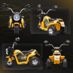 Moto Elettrica per Bambini a 3 Ruote con Luci e Suoni, Batteria Ricaricabile 6V, Velocità 2 km/h, per Bimbi da 18-36 Mesi, 72cmx57cmx56cm Gialla - immagine 8