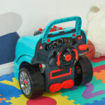 Officina Camion Giocattolo per Bambini 3-5 Anni a 61 Pezzi con Maniglia, in ABS e PP, 40x39x47 cm, Nero e Azzurro - immagine 8