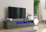 Porta tv DAIQUIRI 155 cm 1 anta battente + 1 anta a ribalta Antracite lucido