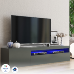 Porta tv DAIQUIRI 155 cm 1 anta battente + 1 anta a ribalta Antracite lucido - immagine 5