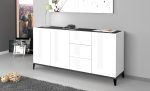 Credenza SUNRISE 3 ante + 3 cassetti da 160 cm Bianco laccato lucido / Ardesia