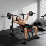 Panca Fitness con Rack per Pesi, Schienale e Sedile Regolabili, Dip Station, Capacità 420 kg - immagine 2