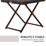 Tavolino da Giardino Pieghevole in Rattan Sintetico e Acciaio, Tavolino da Balcone Salvaspazio, 40x40x40cm, Marrone - immagine 6