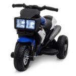 Moto Elettrica per Bambini 3-5 Anni 6V (max, 25kg), Velocità 3km/h, Motorino Elettrica per Bimbi con 3 Ruote, Luci e Suoni, Blu e Nero, 86x42x52cm