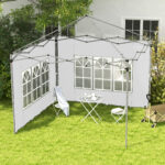 Pareti per Gazebo 3x3 o 3x4 con Finestrelle Incluse, in Plastica e Tessuto Oxford, 295x195 cm, Bianco - immagine 2