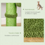 Albero Tiragraffi per Gatti fino 4,5kg a Forma di Cactus con Palline e Amaca, 40x40x96cm - Verde - immagine 6