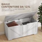 Cassapanca in Legno con Cerniere di Sicurezza, Panca Contenitore Capacità 127L, 1x40x45cm, Bianco - immagine 4