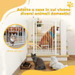 Cancellino per Cani Regolabile con Estensioni e Porta per Gatti, 76-104x106cm, Bianco - immagine 8