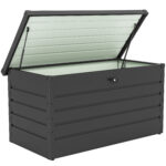 Panca Baule Contenitore da Giardino con Chiave, Cassapanca Moderna in Acciaio, Grigio, 120x62x62cm