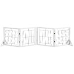Cancellino per Cani Pieghevole con 4 Pannelli e Piedini Triangolari, 280x70 cm, Bianco