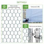 Pollaio da Giardino con Telaio Zincato, Copertura Impermeabile e Rete Esagonale, 3x4x2 m, Argento - immagine 7