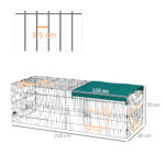 Gabbia per Conigli da Esterno e Interno con Tettuccio in Acciaio, 220x85x70cm, Verde - immagine 3