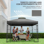 Copertura per Gazebo da Giardino 3x3m UPF30+ a 2 Livelli in Poliestere Grigio Scuro - immagine 6