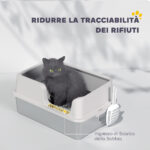 Lettiera per Gatti con Bordi Rialzati, Vassoio e Paletta, in Acciaio Inox e PP, 60x40x28 cm, Grigio Chiaro - immagine 6
