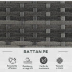 Fioriera con Grigliato per Rampicanti con 2 Vasi in Acciaio e Rattan PE, 57x30x107cm, Grigio - immagine 7