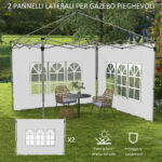 Pareti per Gazebo 3x3 o 3x4 con Finestrelle Incluse, in Plastica e Tessuto Oxford, 295x195 cm, Bianco - immagine 4