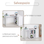 Scrivania Angolare con Libreria Scaffale in Legno Bianco, Tavolo da Pranzo con Rotazione a 360°, 173x39,8x74 cm - immagine 6