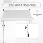 Tenda da Sole da Esterno 2x1,5m a Rullo con Manovella, Altezza e Angolazione Regolabile, Bianco - immagine 6