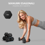 Set 2 Manubri Esagonali da 2x8 kg in Metallo e Plastica con Impugnatura Antiscivolo, 24x11x11 cm, Nero - immagine 4