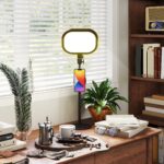 Lampada da Scrivania LED con Supporto per Telefono, 5 Colori di Luce e 10 Luminosità, Nero - immagine 9