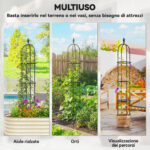 Set 2 Supporti per Piante Rampicanti Alti 1,7 m in Acciaio Antiruggine con Decorazioni, Nero - immagine 7
