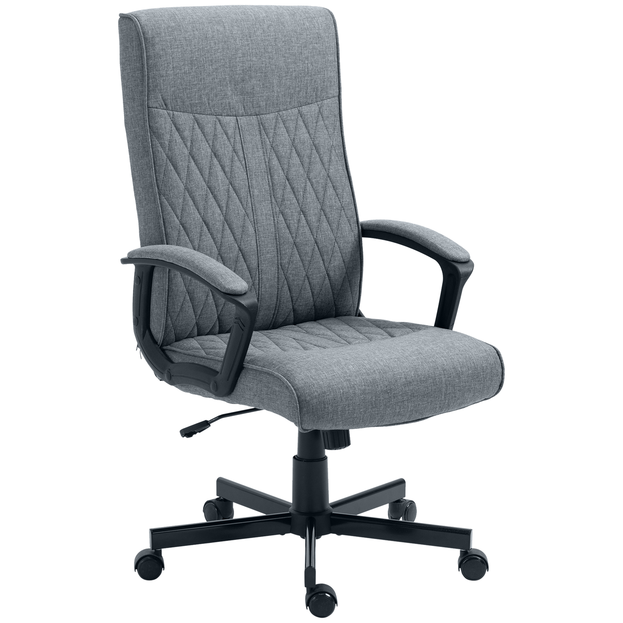 7Or164198f5cf89aa.jpg Sedia da Ufficio Girevole con Funzione Dondolo e Altezza Regolabile, 65x72x102-112,5cm, Grigio - immagine 1