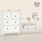 Cassettiera 4 Cassetti per Camera da Letto e Ingresso Multiuso in Legno, 74x35x97 cm, Bianco - immagine 3
