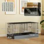 Gabbia per Animali Piccoli 2 in 1, Coperchio Rimovibile e Sezioni Separate, 121x61x61 cm, Nero - immagine 3