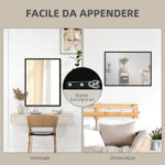 Specchio da Parete Rettangolare con Ganci, in Vetro e MDF, 60x80 cm, Nero - immagine 5