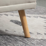 Divano Letto 3 Posti Reclinabile con Rivestimento Effetto Lino e Tavolino a Ribalta, Beige - immagine 9